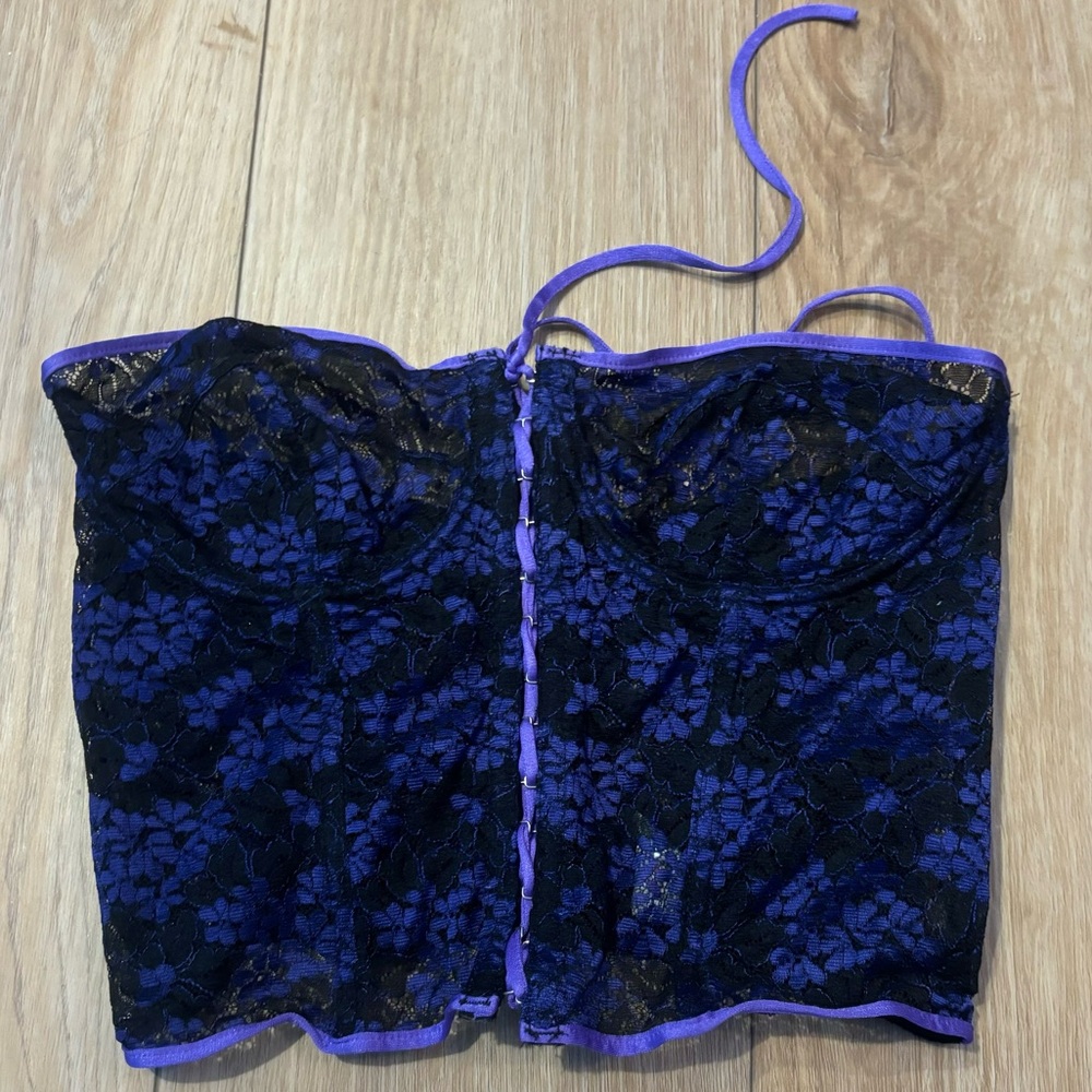lace purple and black corset top